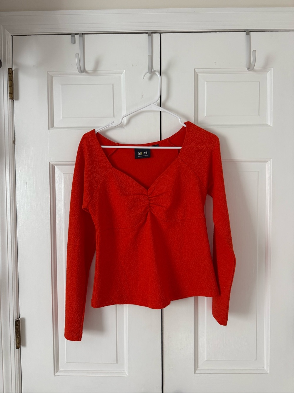 Anthropologie Red Long-Sleeve VNeck Top